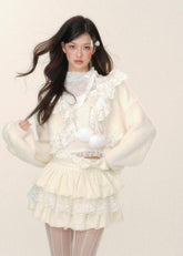 Korean Lace Plush Short Jacket
